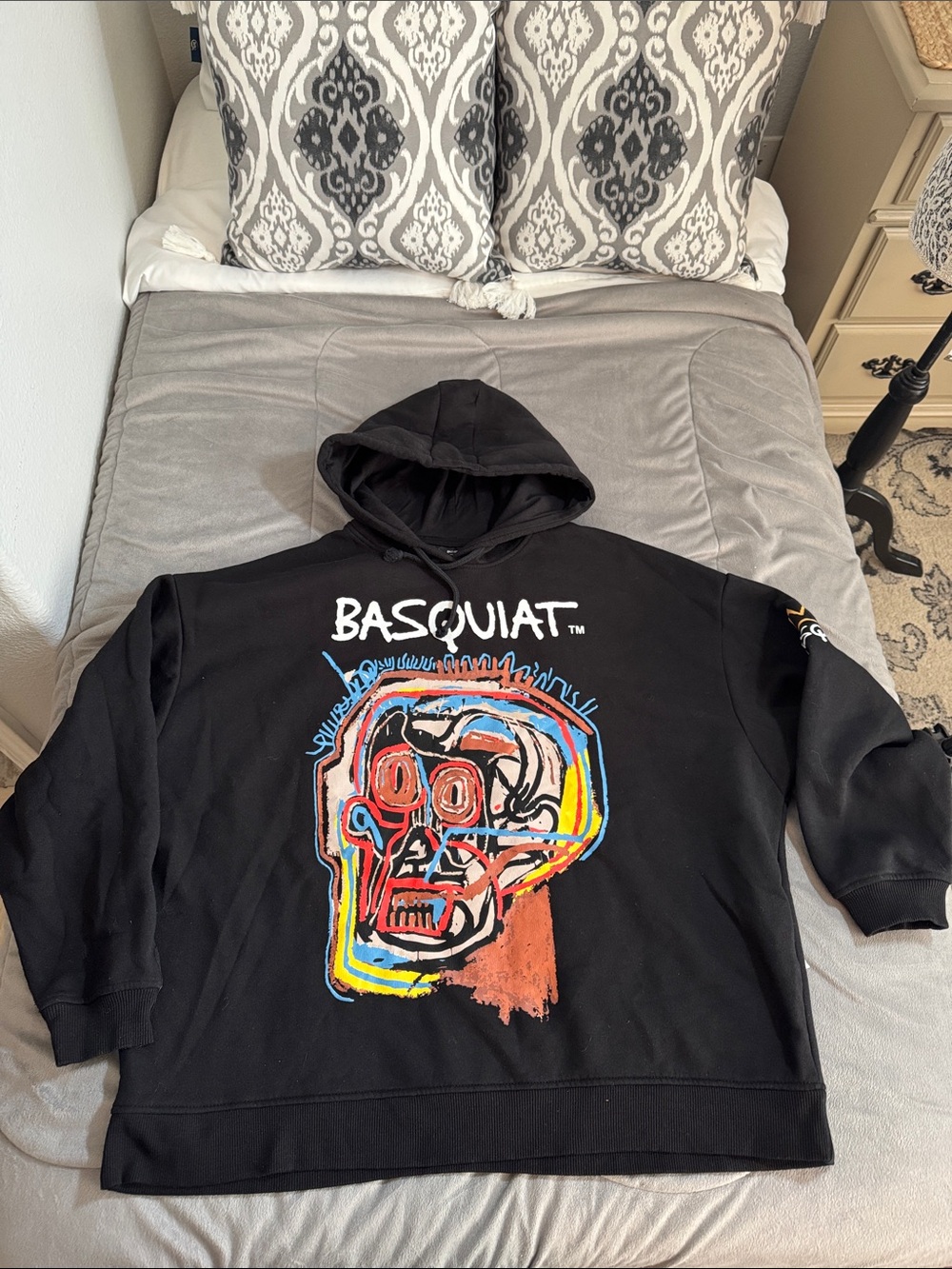 Basquiat x Primark Black Hoodie unisex Multicolor Basquiat Skull Print crop xl